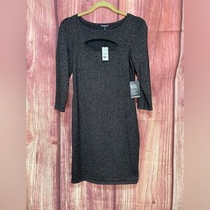 Express brown black metallic stretch fitted cutout dress women’s size S